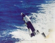 A photograph of the Ikara guided missile being launched from a ship