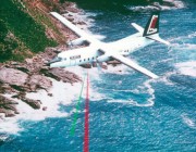 A photograph of an aircrcraft operating the laser airborne depth sounder