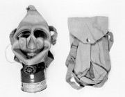 A black and white photo of a respirator