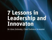 Dr Zelinsky's '7 Lessons in Leadership and Innovation' A portion of the cover of 7 Lessons in Leadership and Innovation