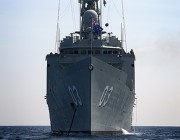 Picture of HMAS Sydney (ANZAC Class) at anchor near Pulau Tioman, Malaysia during Exercise BERSAMA SHIELD 2014.