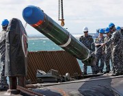 Picture of a Submarine Launched Countermeasure Emulator (SLACE) vehicle is embarked onto HMAS Collins to distract torpedoes.