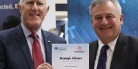 L3 Technologies Managing Director Alan Titheridge and Chief Defence Scientist, Alex Zelinsky with the newly signed strategic alliance