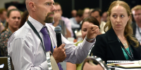 DST delegates Chris Wiren and Kate Foster during a session at Science Meets Parliament on March 1 and 2.