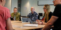 ADF members working with Department of Health staff at the Vaccine Operations Centre