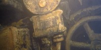 An underwater image of the AE2 wreckage. Photo courtesy of the Department of Veterens' Affairs. 