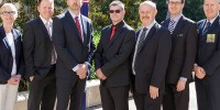 The DST investigation group (L-R) Jennie Clothier, Michael Grant, Jeremy Anderson, Russell Connell, Kelvin Bramley, Dale Quinn and Simon Walsh (AFP).
