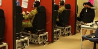 Researcher monitoring driving trial