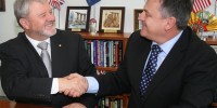 Chief Defence Scientist Dr Alex Zelinsky (right) with Lockheed Martin Australia Chief Executive Raydon Gates.