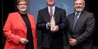 Minister for Defence Senator the Hon Marise Payne, the 2016 Minister’s Award for Achievement in Defence Science recipient Dr Brian Ferguson and Chief Defence Scientist Dr Alex Zelinsky.