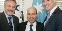 L-R: Chief Defence Scientist Dr Alex Zelinsky, Israeli Real Admiral Ophir Shoham and Assistant Minister for Defence Stuart Robert