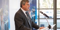 Chief Defence Scientist Dr Alex Zelinsky speaking at the launch of new the Defence Science Partnerships program. 